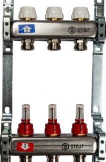 SMS 0917 000003 STOUT Коллектор из нержавеющей стали с расходомерами 3 вых.