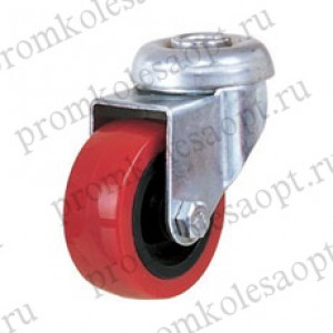 Колесо поворотное под болт красное PV With (131Н) 50 мм