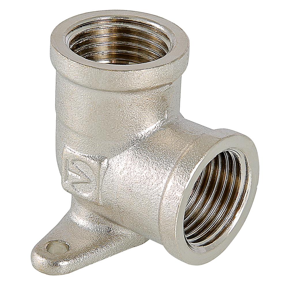 Угольник 1/2" с креплением никель Valtec
