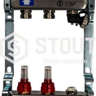 SMS-0927-000002 STOUT Коллектор из нержавеющей стали с расходомерами, с клапаном вып. воздуха и сливом 2 вых.