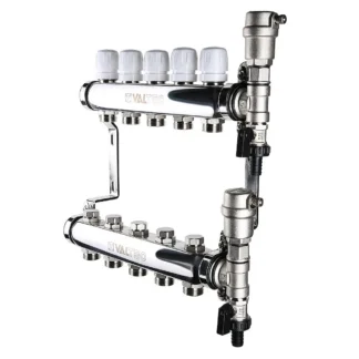 Коллекторная группа в сборе нержавеющая 1"х3/4" евроконус 10 вых. Valtec (588)