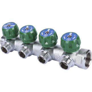 SMB 6849 341204 STOUT Коллектор регулирующий 3/4", 4 отвода 1/2'' плоское уплотнение