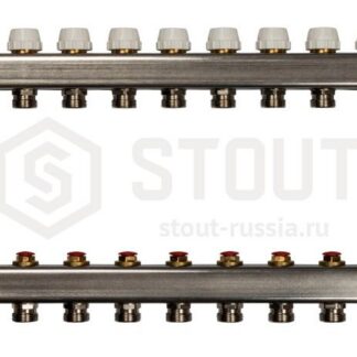 SMS-0932-000010 STOUT Коллектор из нерж. стали без расх-ов, с клапаном вып. воздуха и сливом 10 вых.