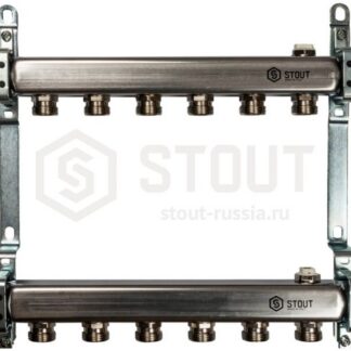 SMS 0923 000006 STOUT Коллектор из нержавеющей стали для радиаторной разводки 6 вых.