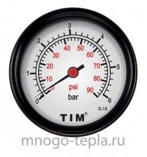 Манометр 1/4" 10бар аксиальный Y-50T-10bar TIM
