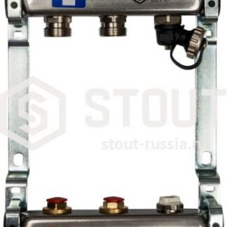SMS-0932-000002 STOUT Коллектор из нерж. стали без расх-ов, с клапаном вып. воздуха и сливом 2 вых.